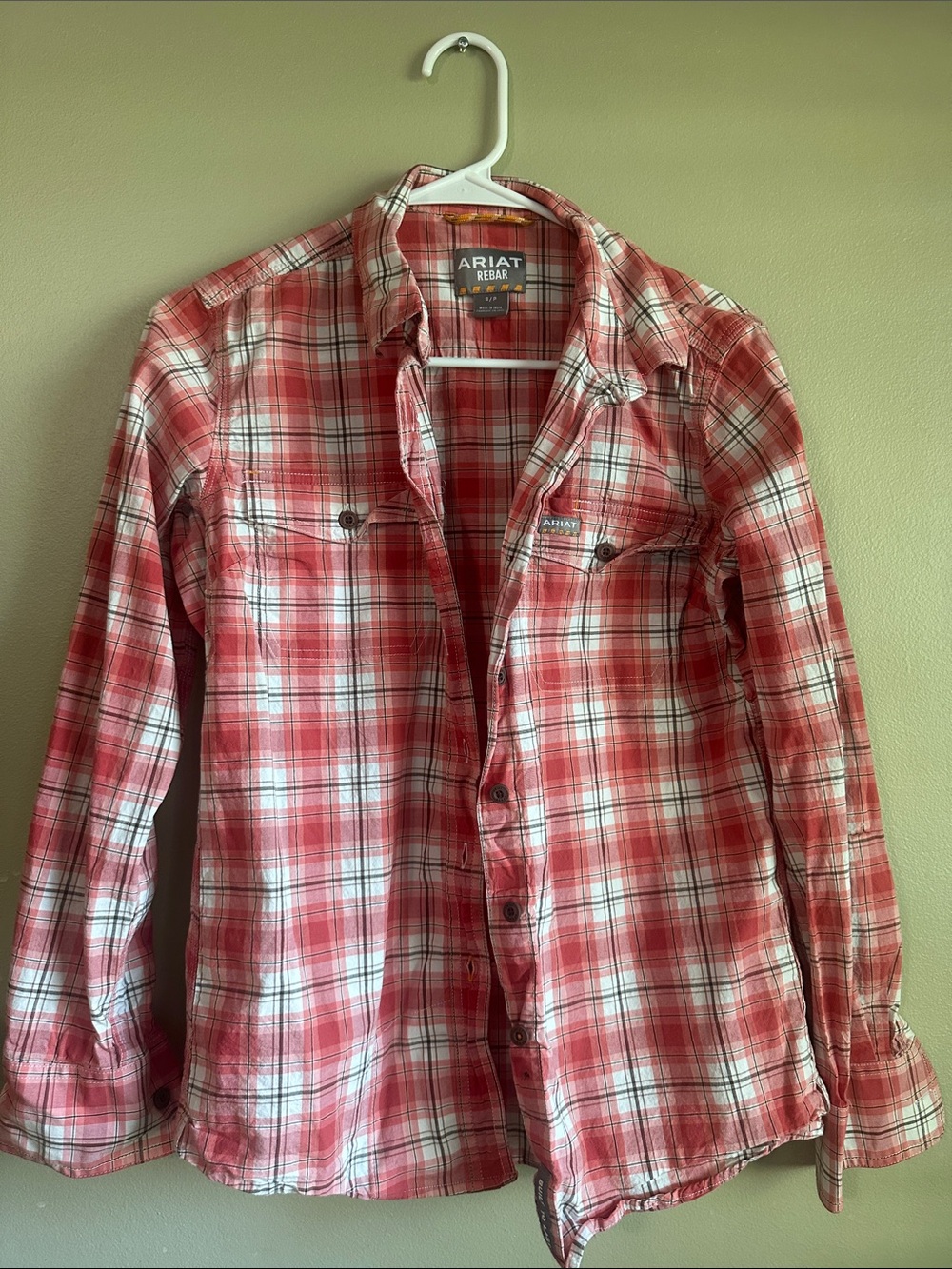 Ariat Red and White Plaid Long-Sleeve Shirt